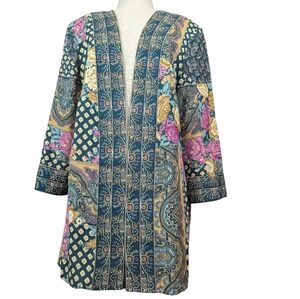 Vintage Lady Carol New York rayon floral Kimono midi duster jacket. Size 14